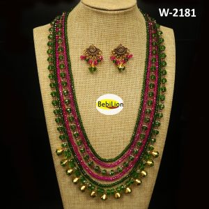 GREEN AND HOT PINK COLOR COMBINED CRYSTAL STONE JEWELRY