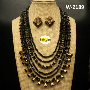 black crystal stone long jewelry
