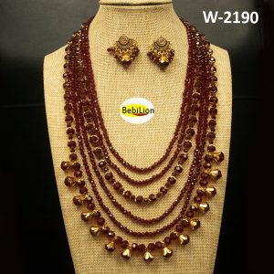 Maroon crystal stone long jewelry