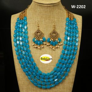 Beautiful feroza color maniya stone jewellery set