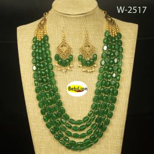 beautiful green color maniya stone jewellery set